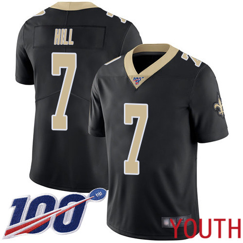 New Orleans Saints Limited Black Youth Taysom Hill Home Jersey NFL Football #7 100th Season Vapor Untouchable Jersey